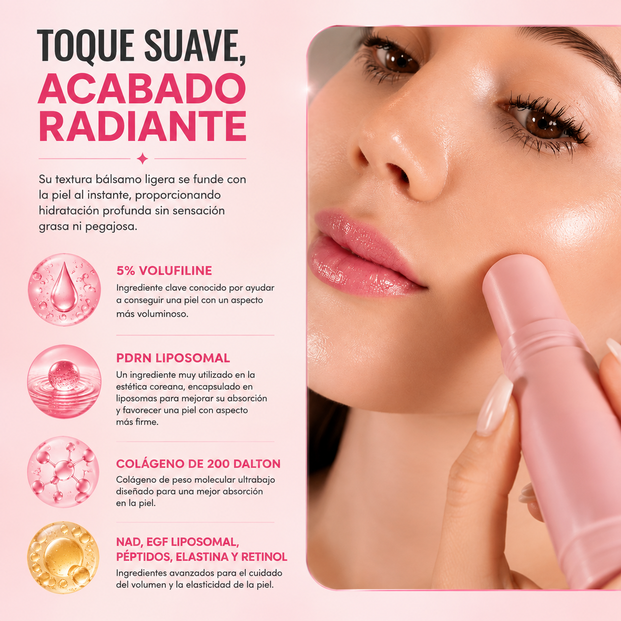 Dile adiós a las arrugas y luce una piel más hidratada con nuestro Bálsamo Multivolumen de Colágeno Rosa | SkinCare Coreano🇰🇷