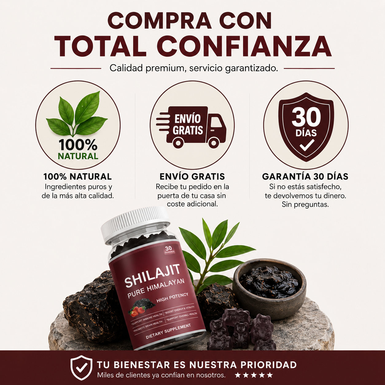 Shilajit en Gominolas 🍓 | Energía, vitalidad y rendimiento masculino en 1 gominola al día