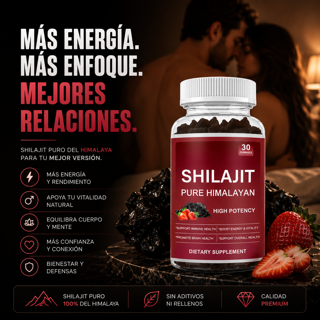 Shilajit en Gominolas 🍓 | Energía, vitalidad y rendimiento masculino en 1 gominola al día